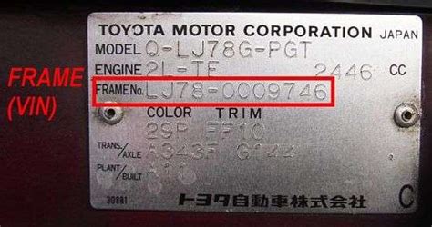 Местонахождение и полезная информация VIN-номера на автомобиле Toyota Tundra
