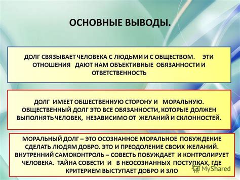 Осмысление понятия "долг" в рамках обществознания