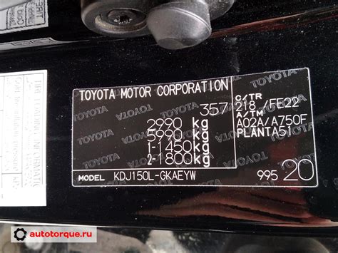 Процесс определения расположения идентификатора двигателя автомобиля Toyota Prado 150