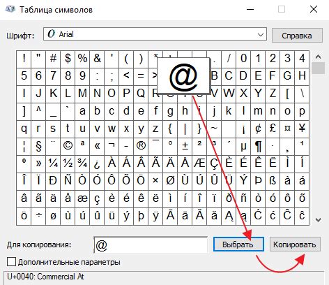 Символ собаки на клавишах цифр